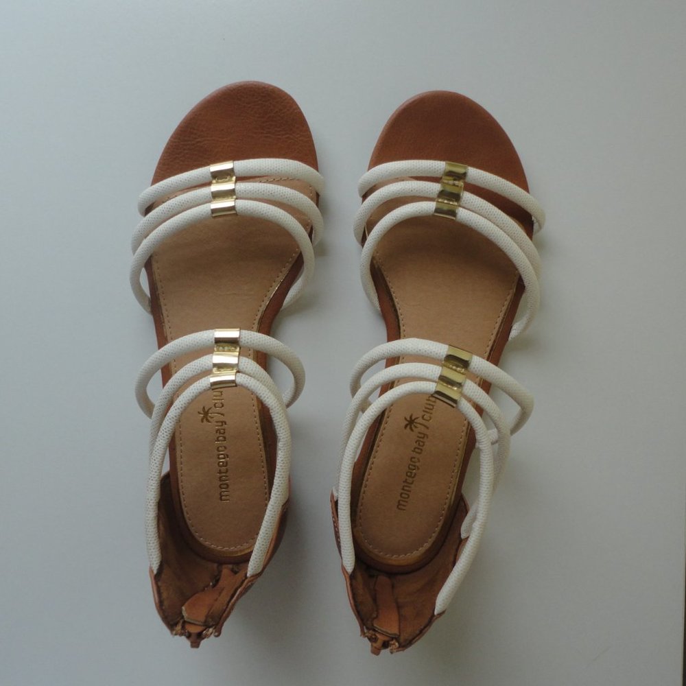 Gladiator Sandals Montego Bay Club, NEW! - Size 7M, White & Tan